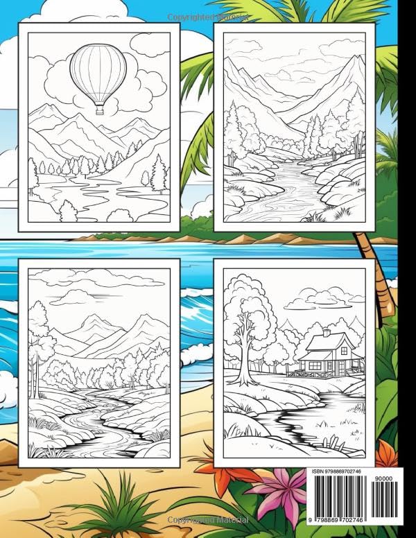 Landscapes Coloring Book For Kids