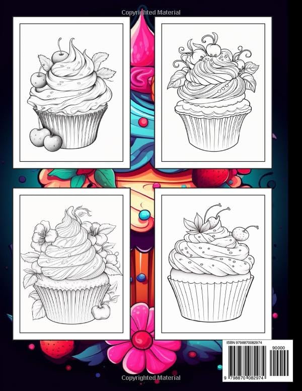 Cupcakes Coloring Book For adults