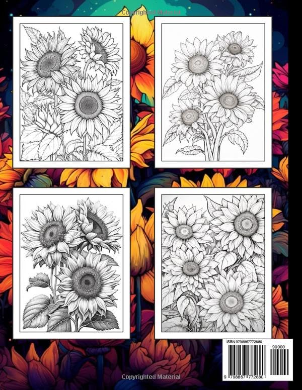 Sunflowers Coloring Book For Adults